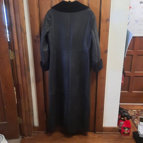Authentic Full Length Shearling Coat Black Ladies Small - Picture 2 of 2